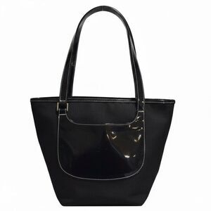 Estee Lauder Tote Y2K Work Lunch Travel Everyday Black Linen ey Patent Black New
